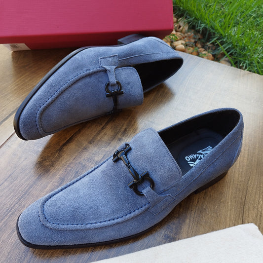 Mocassim  ITALY DESING SF  em Couro Camurça Azul Fenin
