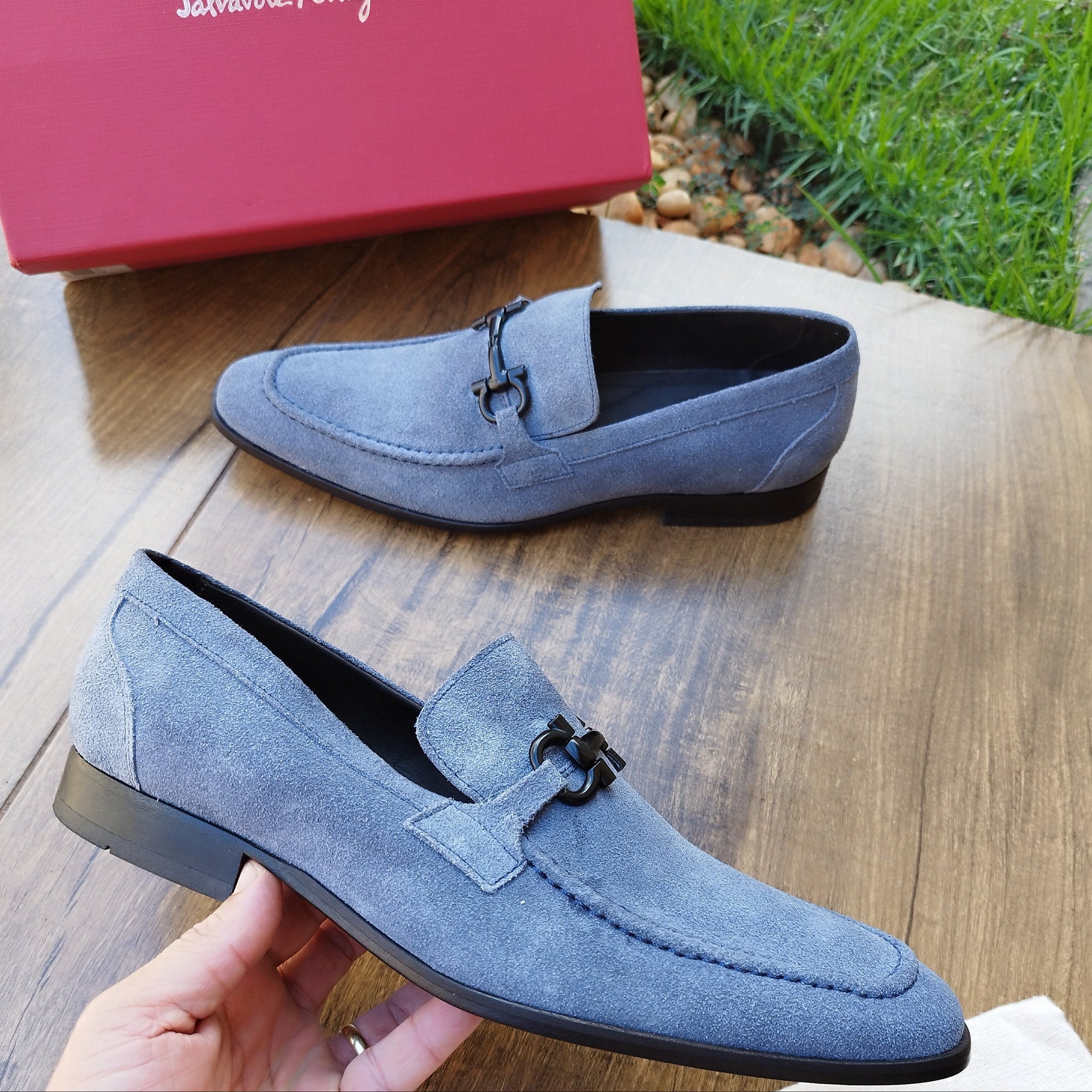 Mocassim  ITALY DESING SF  em Couro Camurça Azul Fenin